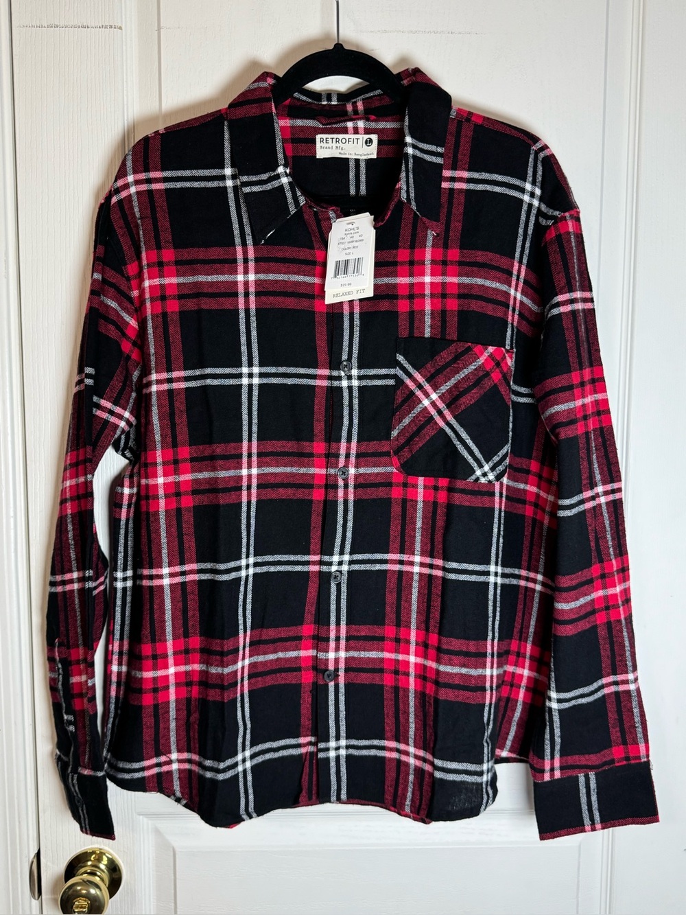 Retrofit Men's Red & Black Plaid Button-Up Shirt NWT